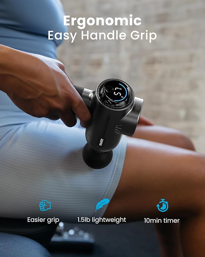 RENPHO Massage Gun with Heat, Valentines Birthday Gifts for Women Men, Portable Muscle Percussion Massager with Bluetooth for Back and Neck, 5 Replaceable Heads, Carry Case