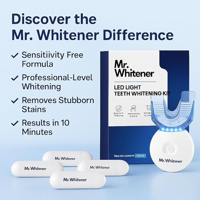 LED Teeth Whitening Kit, Dentists Recommended, Enamel Safe, Professional Pap Tooth Whitener for Sensitive Teeth, Professional 8 Refill Teeth Whitening Gel Pods 33.6ml, Remove Teeth Stains