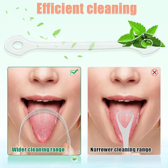 50 Count Disposable Tongue Scraper, Tongue Cleaner for Adults and Kids, Ergonomic plastic tongue scraper,Tongue Scrubber for Oral Care,Reduce Bad Breath,Promote Fresh Breath