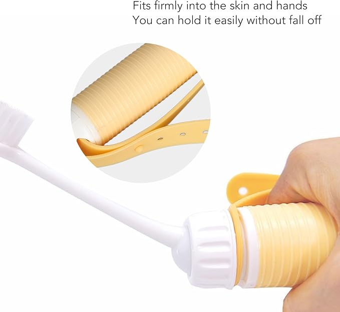 Silicone Toothbrush Easy Hand Grip Toothbrush for Elderly, Prevent Slip, Adjustable Strap, Weighted Handle