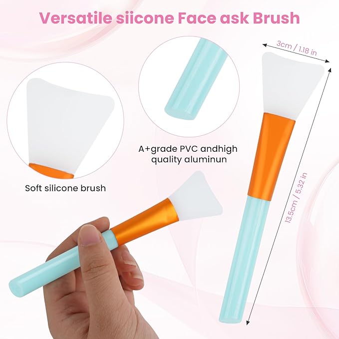 6PCS Silicone Face Scrubber Brush Set- 2PCS Facial Cleaning Brush Exfoliator Tools- 2PCS Silicone Face Mask Applicator Brushes- 2 in 1 Double-Headed Lip Scrubber Skin Care Tools