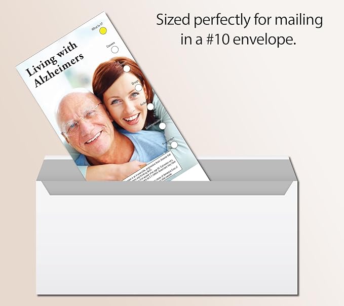 ZOCO - Living with Alzheimers Slide Chart - Custom Promotional Item (Pack of 250) - Informative Guide for Caregivers - Nursing Homes, Retirement Community Handout - 3.75 x 8.5 in.