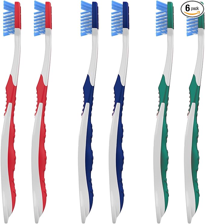 Firm Toothbrushes, Ergonomic Handle, 6 Count