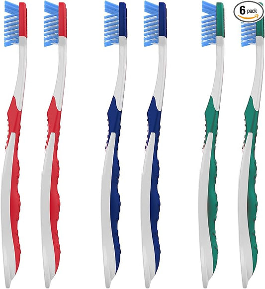 Firm Toothbrushes, Ergonomic Handle, 6 Count