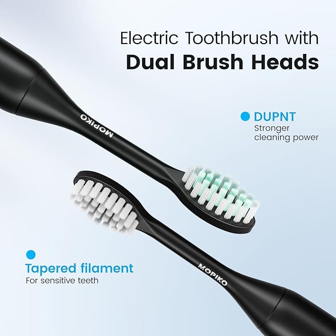 Travel Electric Battery Toothbrush for Adults, Sonic Electric Toothbrush with Case, Rechargeable Portable Electric Toothbrush Travel Kit (Black, Battery)