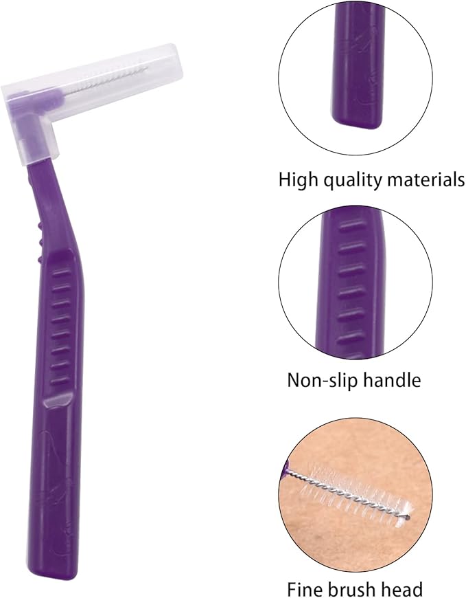 Angzhili 25 Pcs Interdental Angle Brushes, Reusable Dental Cleaners, Oral Hygiene Brush, Toothpick Floss for Braces, Tooth Cleaning Tool (Multi-Colored)