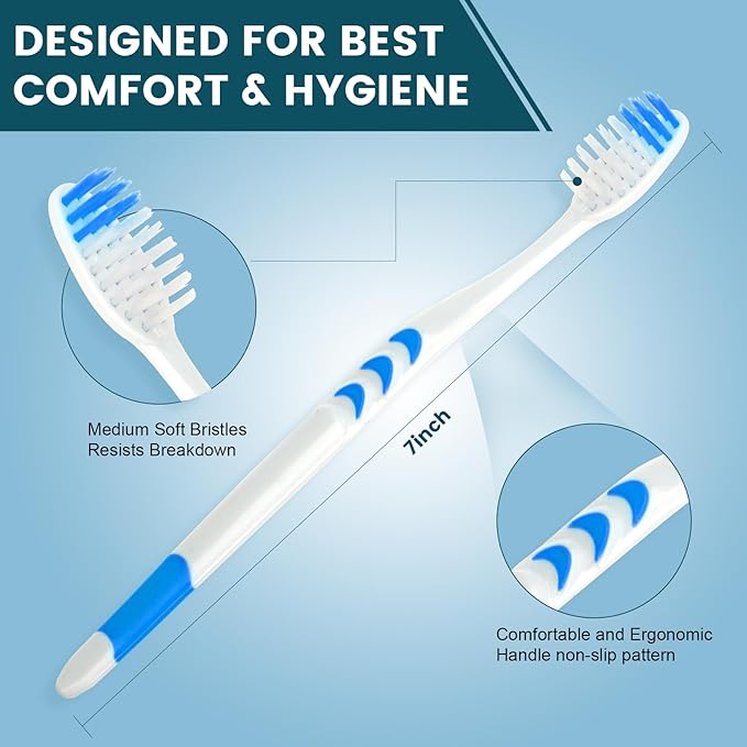 Navona 300 PCS Premium Toothbrushes Bulk, Individually Wrapped Toothbrushes, Disposable Toothbrush, Medium Soft Bristle Bulk Toothbrushe for Travel Hotel Donation, Ergonomics Handle