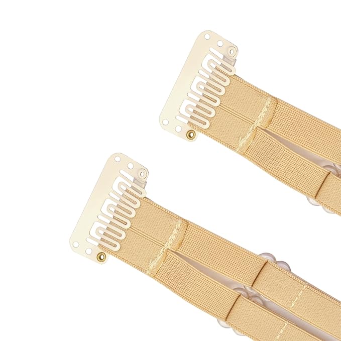 4 Pcs Facelift Bands with Clips Invisible Face Stretching Lifting Strap Adjustable Elastic Band Face Slimming Band (24cm Blonde Double Bands)