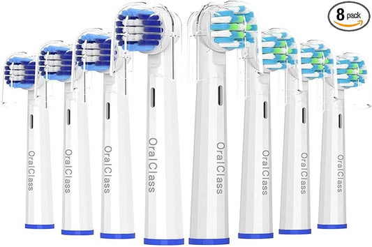 Replacement Toothbrush Heads Compatible with Oral B Braun, Medium Soft Precision Electric Brush Head Refills Fit for Oralb Pro 1000/7000/9600/500/3000/5000/6000/8000 etc, 8 Pack with Covers