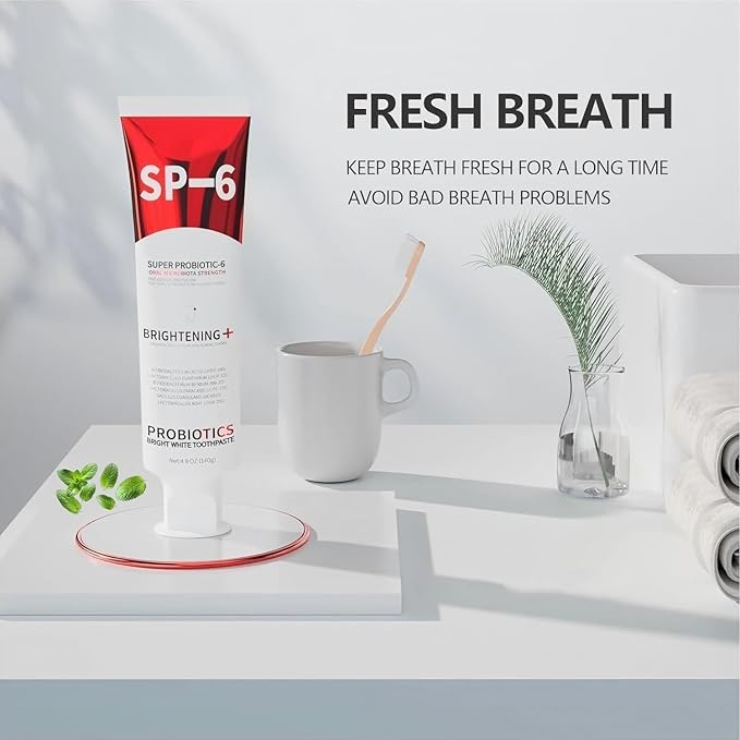 Sp-6 Probiotics Whitening Toothpaste, Sp-6 Ultra Whitening Toothpaste, Enhanced Formula with Enamel-Safe, Fluoride-Free, Fresh Breath Mint Flavor for Oral Health (3)