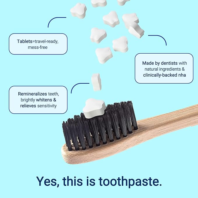 MySmile Toothpaste Tablets - Nano hydroxyapatite, Flouride Free, Organic Coconut Oil Travel Mouthwash Tablets, Remineralize & Reduce Sensitivity Toothpaste Bites for Brushing & Freshing Teeth