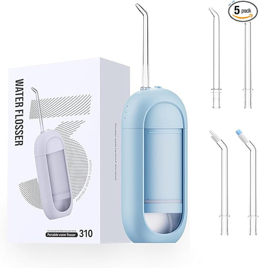 Water Flosser - Waterproof Portable for Teeth ，Water Dental Flosser Portable Cordless Oral Irrigator 3 Modes 6 Flossing Nozzles, Compact & Light for Travel (White)