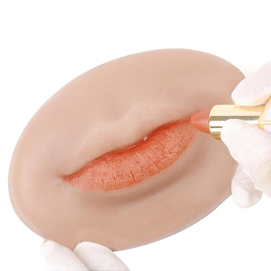 3D Silicone Fake Lips Large with Lipstick for Makeup Tattoo Practice Realistic Artificial Lip Mannequin for Beginners Artists (Charming Smiling Lip,Natural)