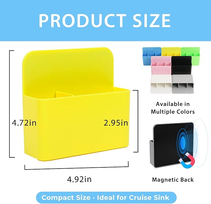 Cruise Essentials 2026 – Magnetic Toothbrush Holder for Cruise Ship Cabin, Wall-Mounted Cruise Bathroom Organizer, Travel Toothbrush Holder for Caribbean Cruise & Alaskan Cruise Must Haves (Yellow)