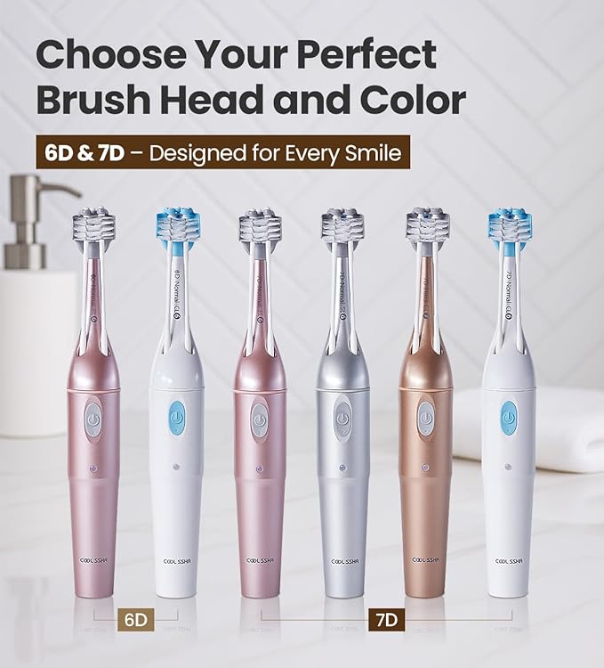 Korean Dual-Action Toothbrush Set - Premium Soft Bristle 3 Head Gold Handle for Deep Cleaning Teeth & Gums