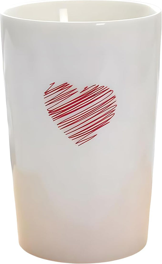 Kelake White Ceramic Tumbler Cup for Bathroom Toothpaste Toothbrush Holders Water Milk Drinks Cup 350 ml Bathroom Red Heart Couples Cup for Christmas Birthday