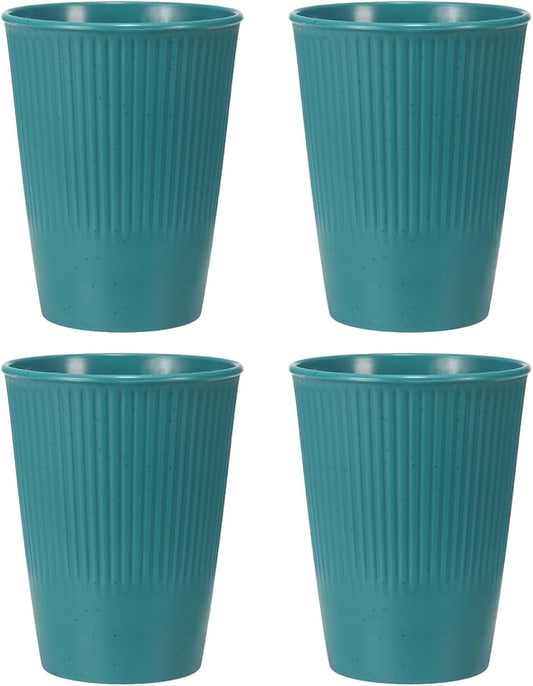 uxcell 4 Pcs Simple Toothbrush Cup, 3.3 x 3.3 x 4.2 Dishwasher Safe Bathroom Tumbler Reusable Plastic Cup Set for Storing Toothpaste Combs, Dark Green