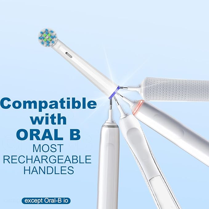 Replacement Toothbrush Heads Compatible with Braun Oral B Pro 1000/7000/9600/5000/3000, Brush Heads Refills for Genius X and Smart 1500 Electric Toothbrush (White)