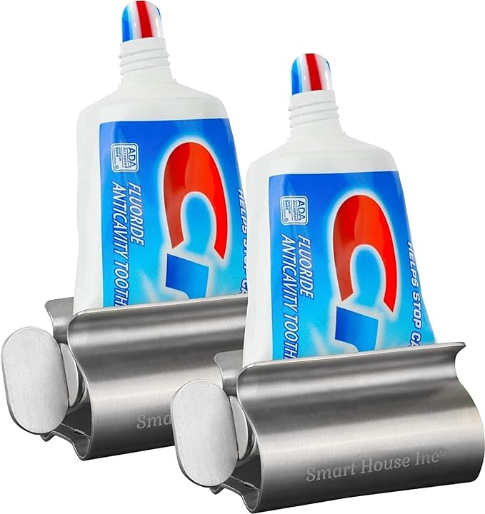 The Original Toothpaste Squeezer Tube Roller Stainless Steel 2 Pieces Tube Squeezer Rollers, Saves Toothpaste, Creams, Puts an end to Waste - Simple and Practical (Silver) 2.4 inch Wide