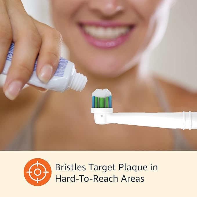 Amazon Basics Electric Toothbrush Head Replacement Brush, White, 3 Count (Fits Most Oral-B Brushes)