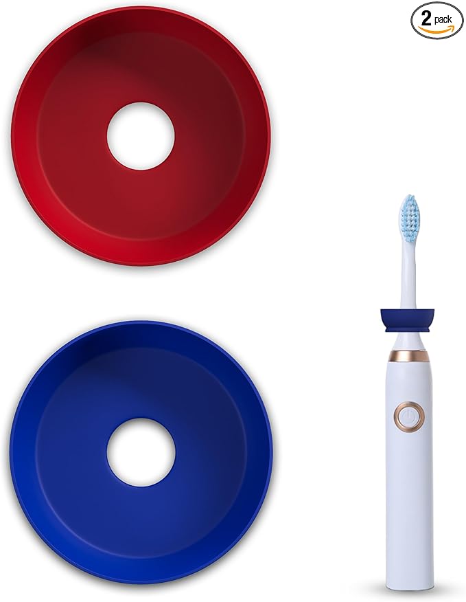The Drip Dodger Electric Toothbrush Drip Guard (Pack of 2) – Adjustable Silicone Ring to Keep Charging Base Clean – Fits Oral-B, Sonicare & More – Dishwasher-Safe - Stops Paste & Water Mess