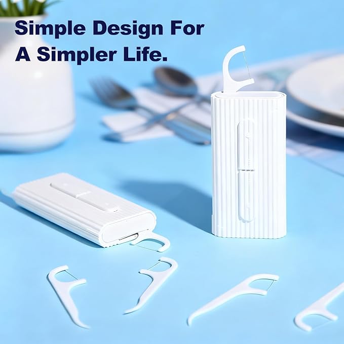 3 Bags of Dental Floss Picks & Dental Floss Case: Pop-Up Floss Pick Dispenser and Refill Bags, Portable Travel Organizer Case & Bulk Dental Floss Picks for Home and Travel Teeth Cleaning, Pink