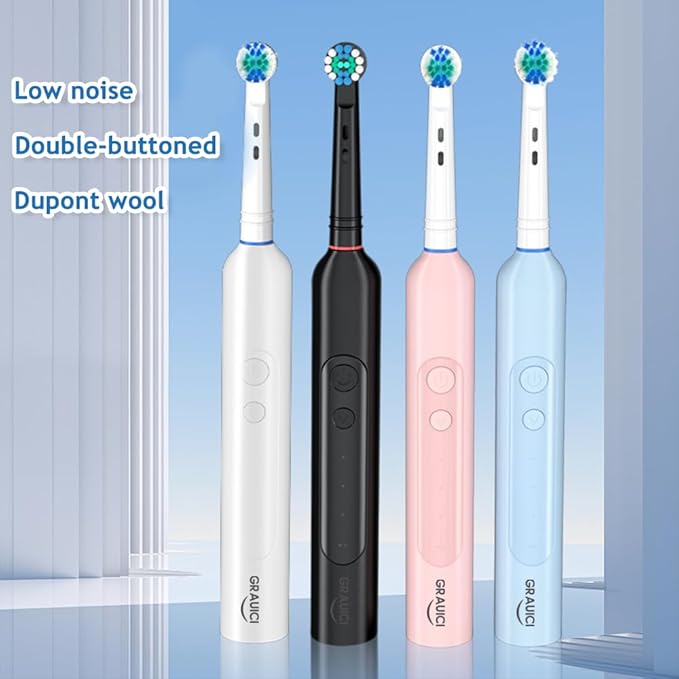 Deep Clean Rechargeable Electric Powered Toothbrush,Pressure Sensor to Protect Gums (Black)