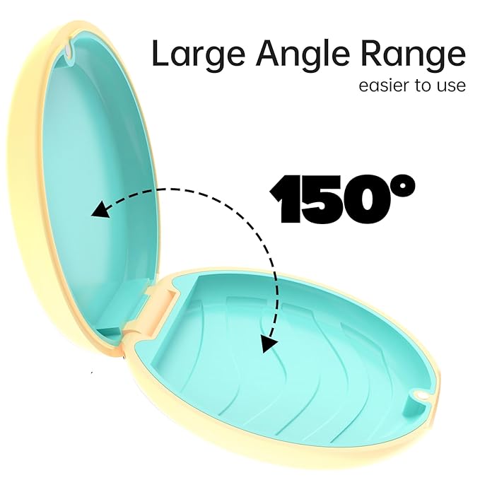 Retainer Case, Slim Aligner Case Compatible with Invisalign, Cute Retainer Box with Silicone Pads, Yellow