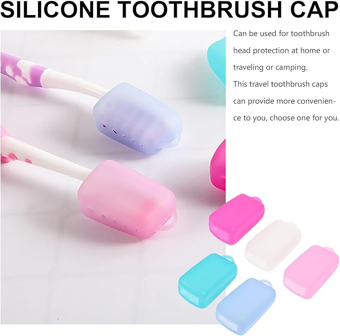 Universal Toothbrush Covers Caps 10Pcs Set Silicone Travel Toothbrush Dust Caps Portable Protective Case for Oral Care on Business and Travel