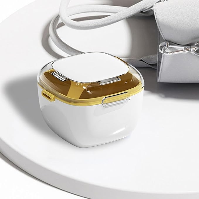 Denture Container Case - Retainer Storage Cup For Cleaning | ABS PP Material With Portable Strainer Function, Easy Access Feature, For Dentures, Mouth Guards, Jewelry