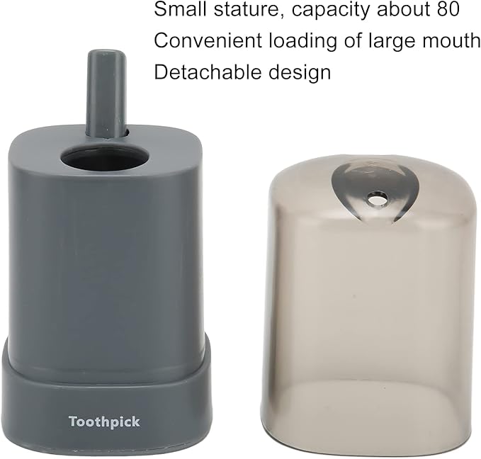 ZJchao Toothpick Dispenser, Automatic Popping Up Toothpick Holder, Black, PP Material, Compact, 80 Toothpicks Capacity