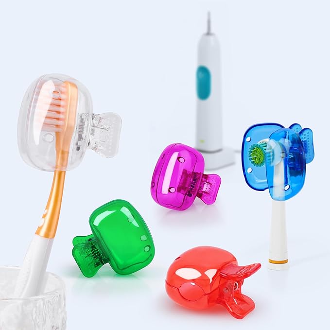 6 Pack Toothbrush Covers Portable Toothbrush Protector Coverings Clips Tooth Brush Storage Head Cover Cap for Kids Bathroom Home Travel Tooth Brush Case