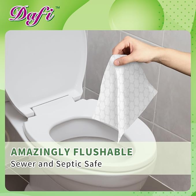DAFI Flushable Wipes for Adult Wet Wipes,80 Count Unscented Toilet Wipes Flushable, No Alcohol & 100% Plant Based Fibers, Septic and Sewer Safe pack of 1