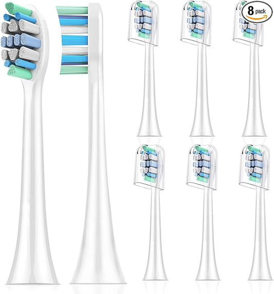 Replacement Toothbrush Heads for Philips Sonicare：8 Pack Soft Replacement Electric Brush Head Compatible with Phillips Sonicare Snap-on System