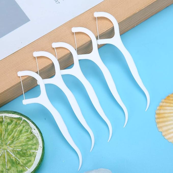 500pcs Disposable Floss Sticks, Teeth Removal Oral Care Tool with Non Slip Handle, for Effectively Clean Teeth and Gums