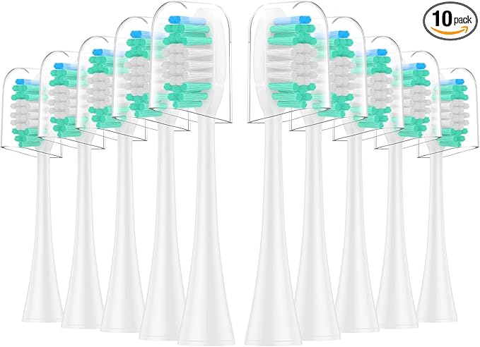 Replacement Toothbrush Heads 10 Pack Compatible with AquaSonic Black Series, Vibe Series Electric Toothbrush, White