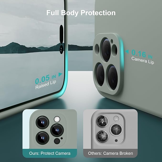 Magnetic for iPhone 15 Pro Case, Compatible with MagSafe, with 9H Nano Screen Protectors, Full Camera Protection, Silicone Shockproof Microfiber Lining Phone Case 6.1", Calke Green