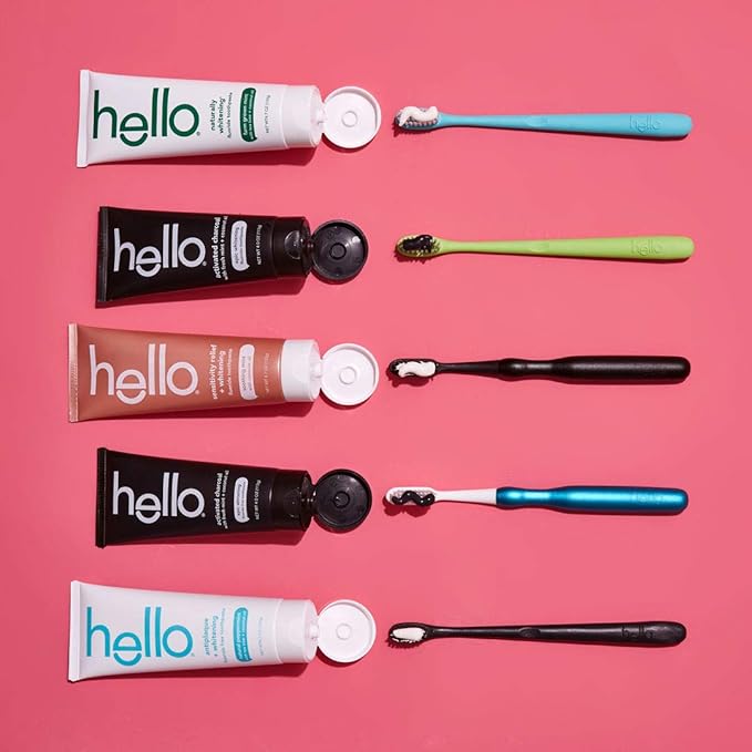 hello Manual Adult Toothbrush With Reusable Charcoal Modern Aluminum Handle & 4 Soft Replacement Heads, Bpa-free, 4 count