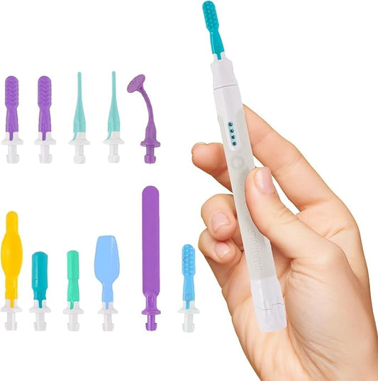 TalkTools Sensi Oral Sensory Therapy Tool with Soft Sensi Jaw Tips (Grey, 12 Tips Set - Grey)