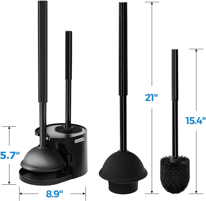 3Pack 2 in 1 Toilet Brush and Plunger Set, Extended Handle Plunger,Toilet Bowl Brush Plunger Set,Bathroom Cleaning Tools,Toilet Brush Plunger Combo,Cleaning Brush,Cleaning Supplies (21inch)