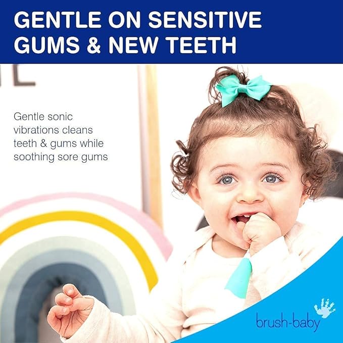 brush-baby - BabySonic Blue Electric Toothbrush, 0-36 Months - Soft, Gentle Vibrating Toothbrush for Sensitive Gums & New Teeth - with LED Light & Suction Base - Baby & Toddler Brush Heads