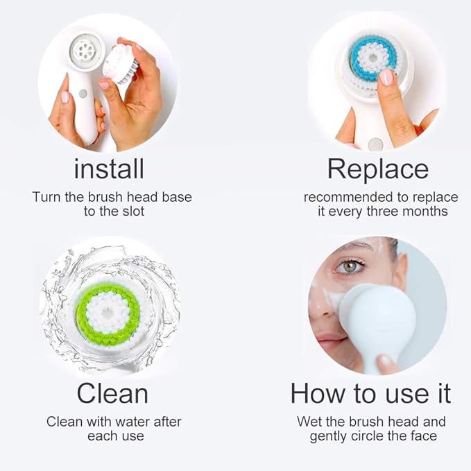 Brush Head Replacements Compatible with Clarisonic Mia 1, Mia 2, Mia Fit, Alpha Fit, Smart Profile Uplift and Alpha Fit (Blue2 Packs)