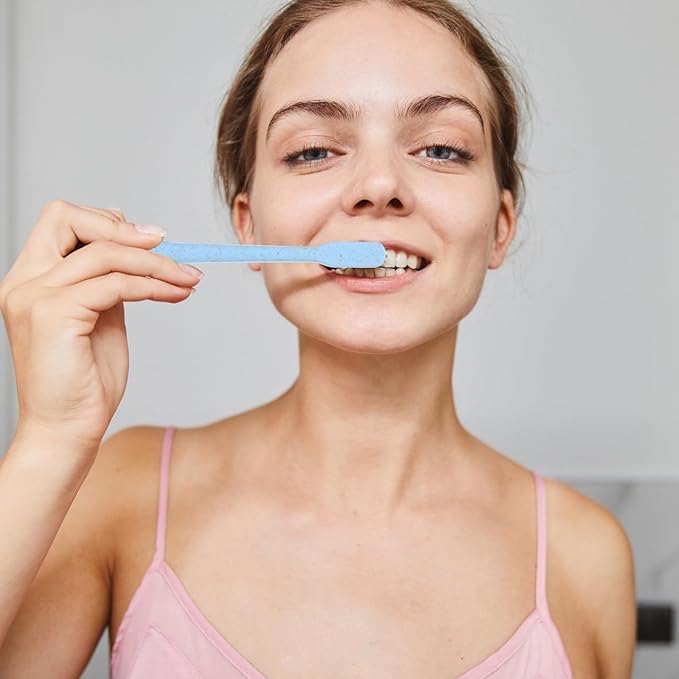 Household Toothbrush Soft Bristles Manual Tooth Brush with Ergonomic Straw Handle Compact Portable Travel Tooth Cleaning Brush for Adults and Teens