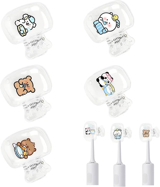 5 Pack Toothbrush Covers,Plastic Toothbrush Protector Cap for Household Travel, Bathroom, Camping (D)