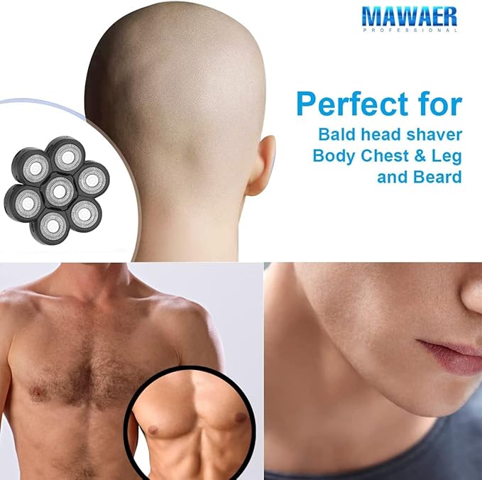 Universal 7 Blades Shaver Replacement Blades Compatible with Freedom Gold Shaver and Most Mainstream Brands Head Shaver Electric Shaver Replacement Head (7 Blue)