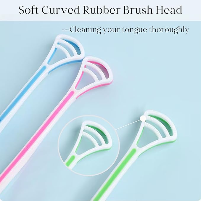 Copper Tongue Scraper Set Tongue Cleaner Kits Plastic Oral Tongue Cleaning Tools Brush for Fresh Breath and Mouth Hygiene Care with Travel Case (3.0” x 5.0”)