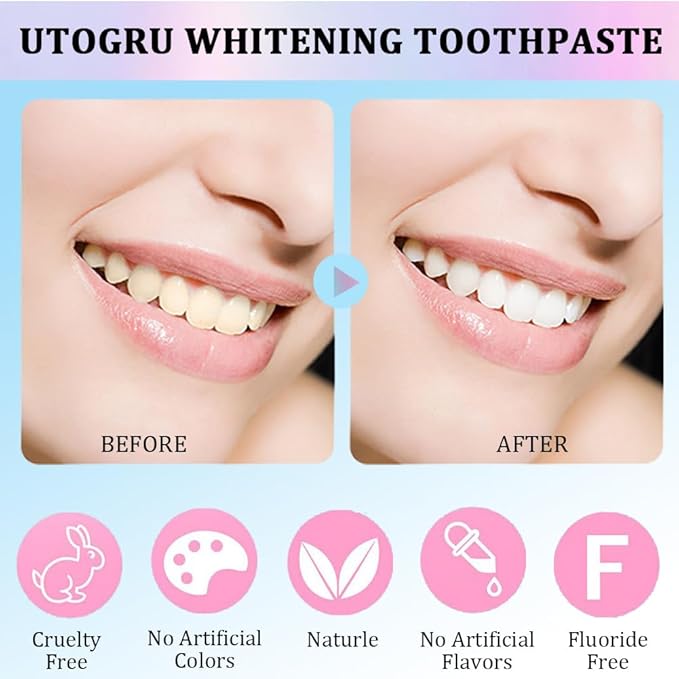 Utogru Niacinamide Whitening Toothpaste – Enamel Repair, Stain Removal, Fluoride-Free, 3.8oz