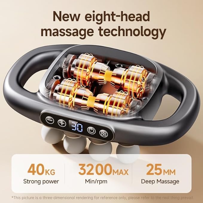 16-Drive 8-Head Massage Gun Set, New Upgrade Massage Gun with 8 Heads, 3 Modes & 30 Levels for Relaxation and Muscle Relief