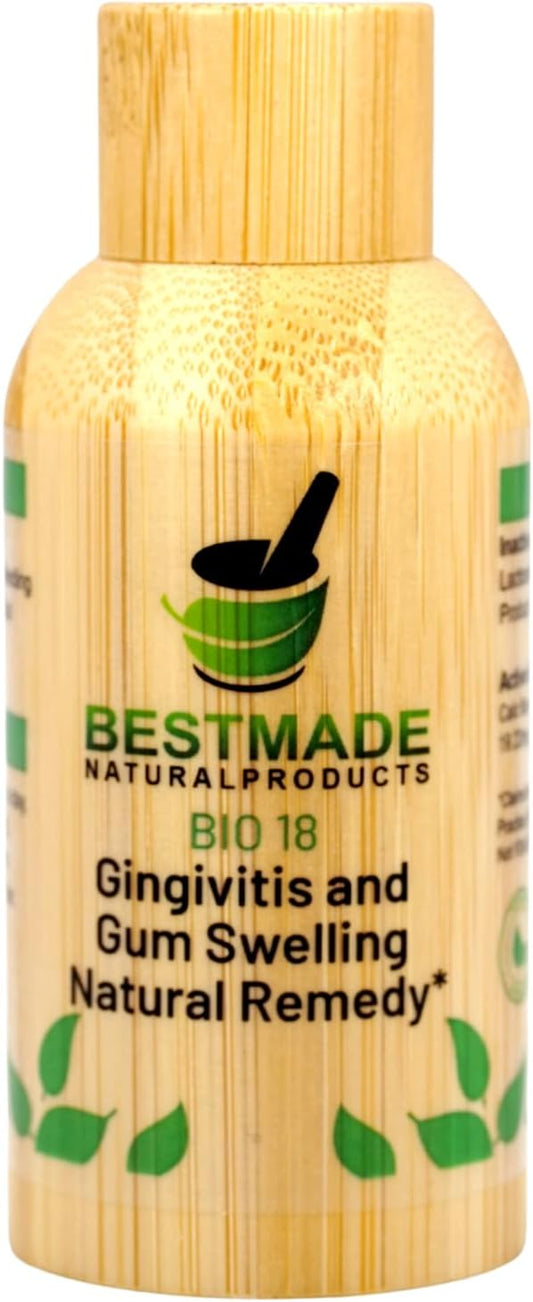Bestmade Natural Gingivitis Remedy BIO18 - Boost Oral Health Naturally, Fight Halitosis, Support Healthy Gums, Extra Strength Mineral Cell Salts, Alternative to Over-The-Counter Products, 350 Pellets