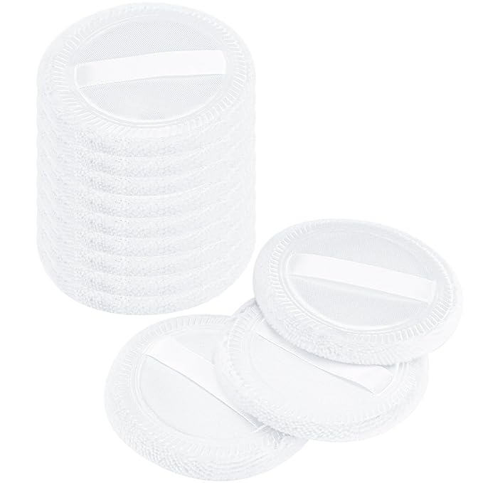 12 Pieces Powder Puffs Cotton Makeup Pads Soft Face Compact Puffs for Loose Setting Pressed Powder, 2.36 Inch (White)